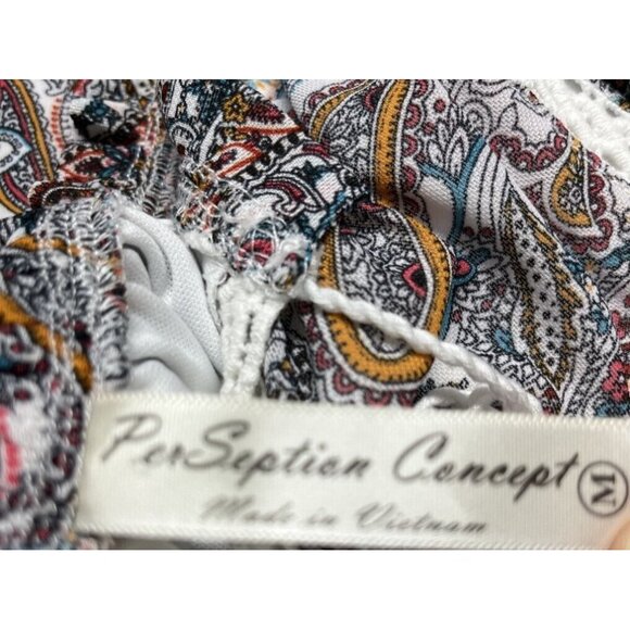 Per Seption Concept Dress Womens M Multicolor Paisley Fit & Flare Tassels - Picture 9 of 11